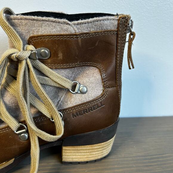 Merrell Shiloh II Warm Boot Women’s 5.5 Heritage Hiking Waterproof Lace Up - Picture 4 of 10